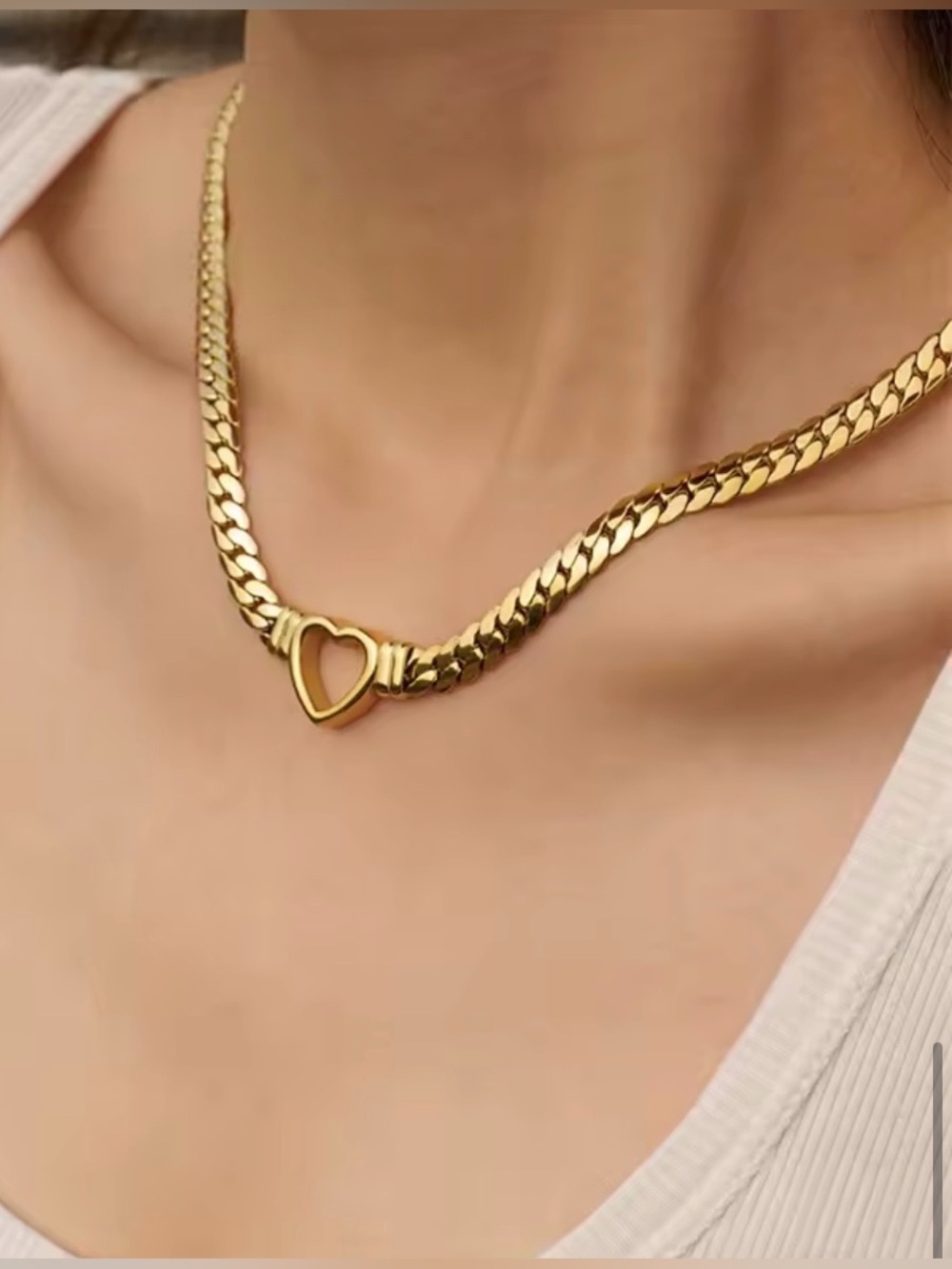 Heart Shaped Chain Necklace Birthday Gift Waterproof Tarnish Free
